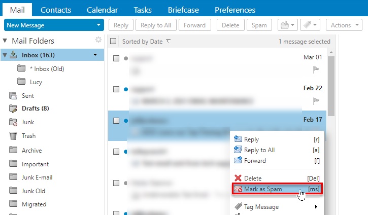 Spam settings option 2